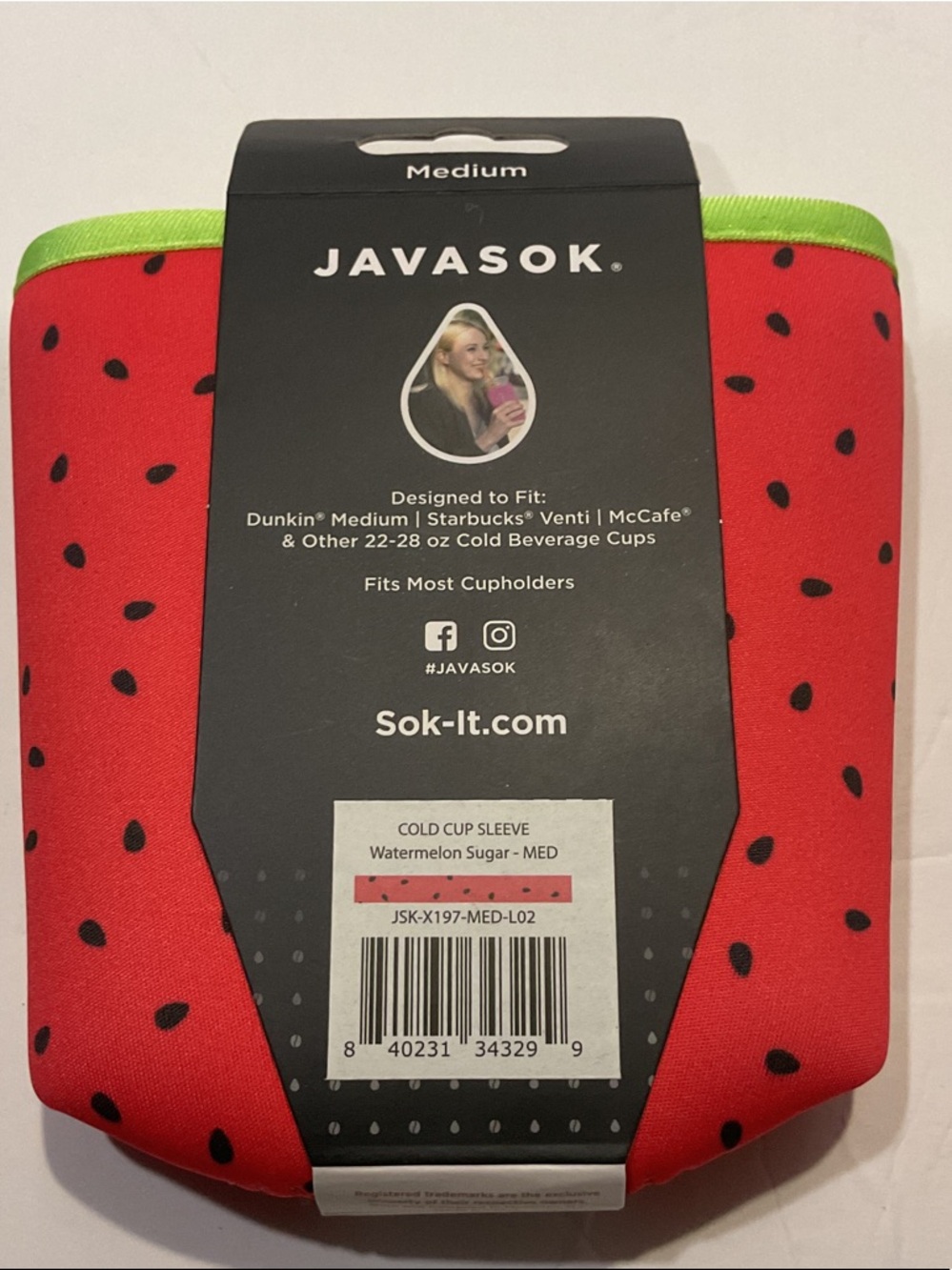 Java Sok Reusable Insulating Cold Beverage Sleeve - Watermelon Design - Picture 3 of 5